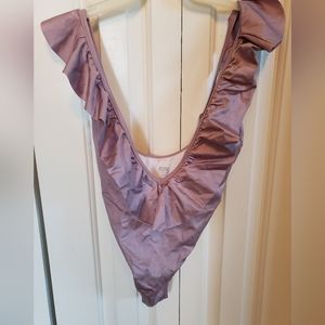 Victoria's Secret shimmer ruffled one piece bathing suit Sz S